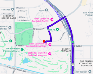 Directions from Princess Dr. & Pima Exit off the 101