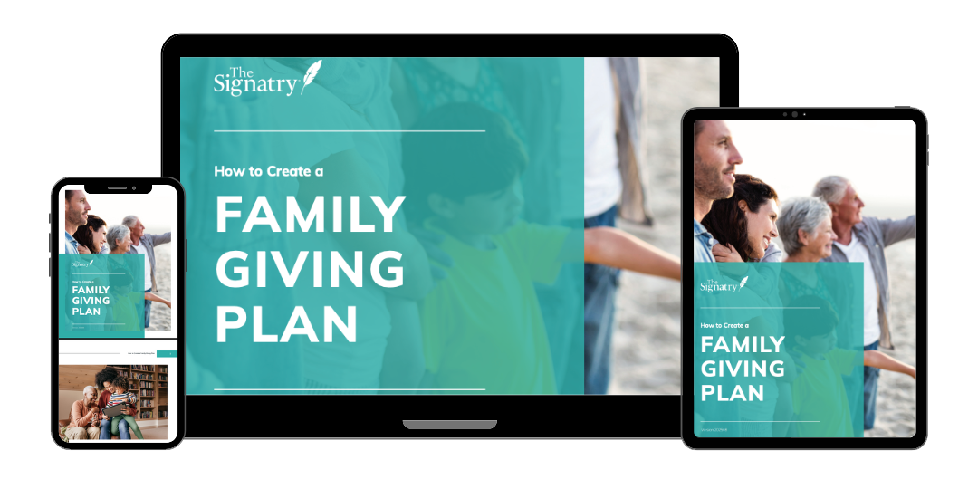 Image of Family Giving Plan on various device displays.
