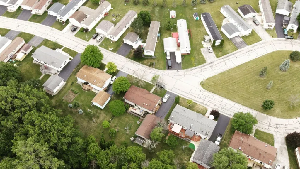 Image of aerial view of a neighborhood.